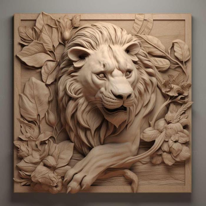 Nature and animals (lion king 1, NATURE_3129) 3D models for cnc